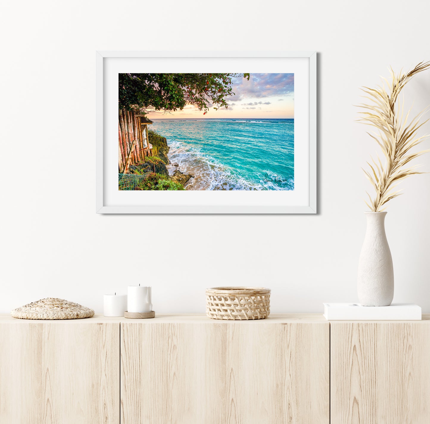 Sunset Serenade - Caribbean Seascape with Jamaica Inn Cabin Print